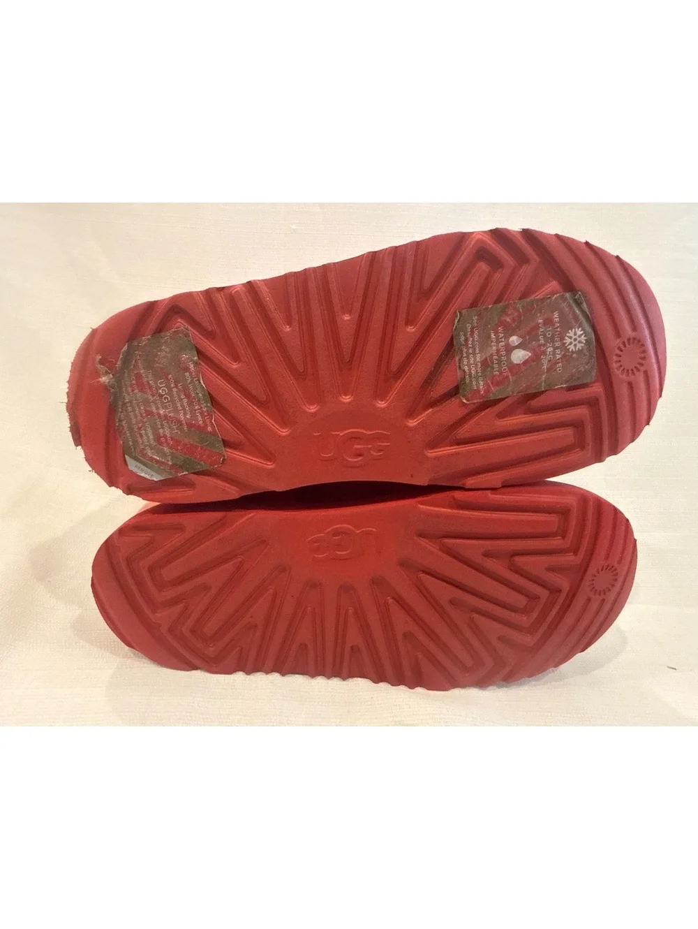 UGG Red Waterproof Ankle Boots with Shearling Lining Size 3 US
